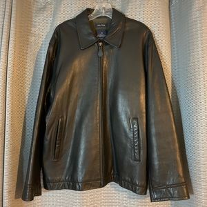Mens Nautica Black Leather Jacket Size 42, EUC, Smoke free home